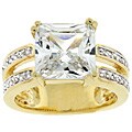 Goldtone Clear Princess-cut CZ Ring