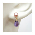 Pink Freshwater Pearl and Amythest Dangle Earrings