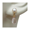 Pearl with Rose Quartz Drop Earrings