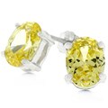 Sterling Silver Oval Yellow CZ Stud Earrings