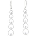 Silvertone Drop Circle Cubic Zirconia Earrings