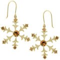 Goldtone Snowflake Champagne CZ Earrings