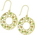 Silvertone Red and Green CZ Fashion Earrings