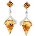 Silvertone Champagne CZ Multiple-drop Earrings