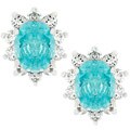 Silvertone Mystic Blue Cubic Zirconia Stud Earrings