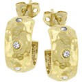 Goldtone Cubic Zirconia Textured Earrings