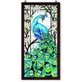 Peacock Wood-framed Suncatcher Glass Window Panel