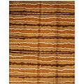Hand-knotted Wave Wool Rug (6' x 8')
