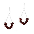 Sterling Silver and Coral Chip 'Boat' Earrings