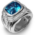 Scott Kay Silver Blue Topaz Diamond Ring