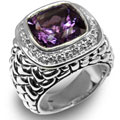 Scott Kay Silver Amethyst and Diamond Weave Ring
