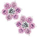 Silvertone Pink CZ Flower Stud Earrings