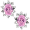 Silvertone Pink CZ Stud Earrings