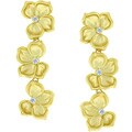 Matted Goldtone Cubic Zirconia Drop Flower Earrings