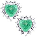 Silvertone Lunar Green CZ Trillion-cut Stud Earrings