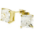 Goldtone Princess-cut Cubic Zirconia Earrings