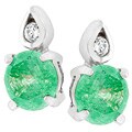 Silvertone Lunar Green CZ Stud Earrings