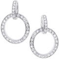 Silvertone Cubic Zirconia Circle Drop Earrings