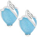 Silvertone Aqua CZ Stud Earrings
