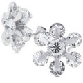 Silvertone Cubic Zirconia Flower Stud Earrings