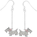 Silvertone CZ Scottie Dog Drop Earrings