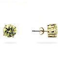 18k Gold Over Sterling Silver Green CZ Earrings