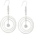 Silvertone Cubic Zirconia Drop Hoop Earrings