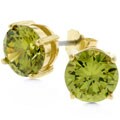 18k Gold over Sterling Silver Green CZ Earrings