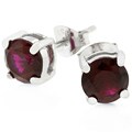 Sterling Silver Red Cubic Zirconia Stud Earrings