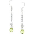 Silvertone Green Cubic Zirconia Drop Earrings
