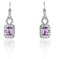 Sterling Silver Purple CZ Drop Earrings