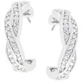 Silvertone Cubic Zirconia Semi-hoop Earrings