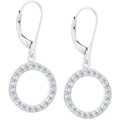 Sterling Silver Drop Circle CZ Earrings