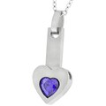 Stainless Steel Purple CZ Heart Necklace