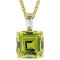Goldtone Princess-cut Olive CZ Fashion Necklace
