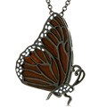 Silvertone Dark Orange CZ Butterfly Necklace