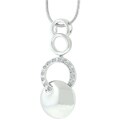 Silvertone Cubic Zirconia Circle Fashion Necklace