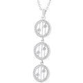 Silvertone Cubic Zirconia Triple Circle Necklace