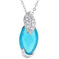 Silvertone Large Blue Cubic Zirconia Necklace