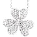 Silvertone Cubic Zirconia Flower Necklace