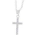 Silvertone Small Cubic Zirconia Cross Necklace