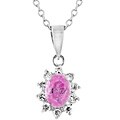 Silvertone Glitter Pink Cubic Zirconia Necklace