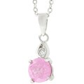 Silvertone Round-cut Pink Glitter CZ Necklace