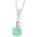 Silvertone Green Glitter Cubic Zirconia Necklace