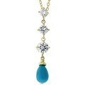 Goldtone Journey CZ and Cat Eye Drop Necklace