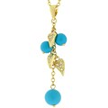Goldtone Cubic Zirconia and Beaded Leaf Necklace