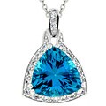 Silvertone Blue Cubic Zirconia Leaf Necklace