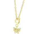 Goldtone Tiny Butterfly CZ Charm Necklace