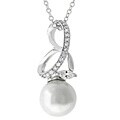 Silvertone Faux Pearl and Cubic Zirconia Necklace