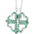 Sterling Silver Green CZ Heart Necklace